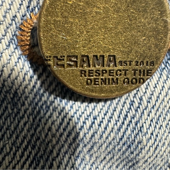 Bibisama Anime Hagane Jean Jacket Distressed Light Blue Denim Size 2 (Medium) - Picture 6 of 14